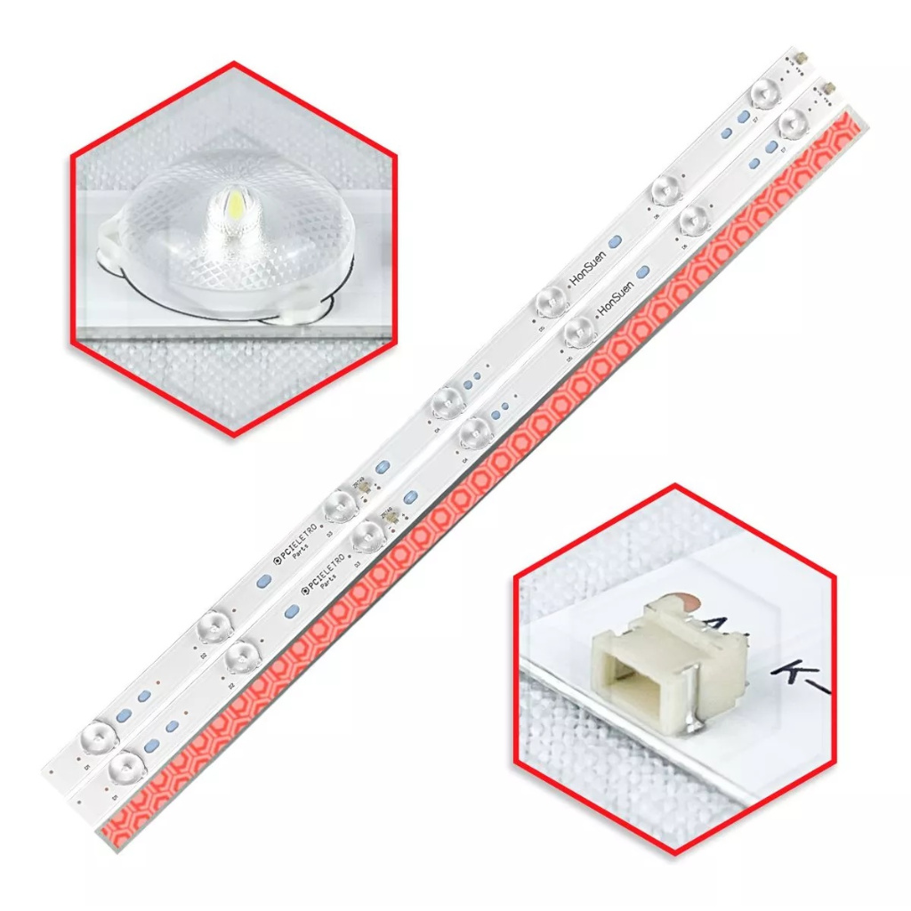 Barramento LED Compatível com TV Philco 28" Modelos PH28S63 e PH28S63D - Kit c/ 3 Barras 7 Led's 6V
