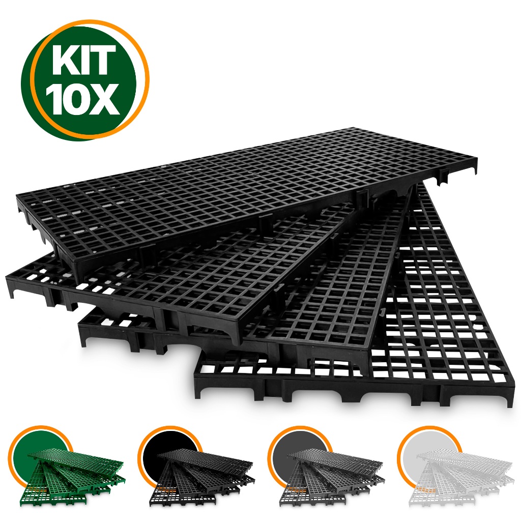 Kit 10 Palete Pallet Estrado Piso Plástico 2,5x25x50cm