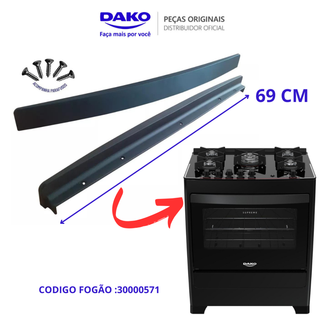 PUXADOR PORTA FORNO REPOSIÇÃO PARA FOGÃO DAKO SUPREME GLASS 5 BOCAS 30000571 ENVIO IMEDIATO!
