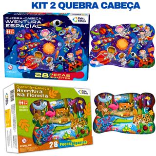 Kit 2 Quebra Cabeça Infantil Astronauta Espaço Animais Floresta C/28 Peças Gigantes em Oferta na Shopee