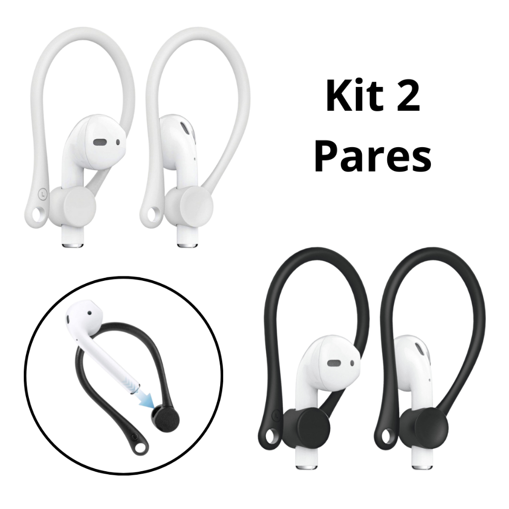 Kit 2 Pares Fixador de Fones de Ouvido | Suporte de Silicone para Mais Segurança