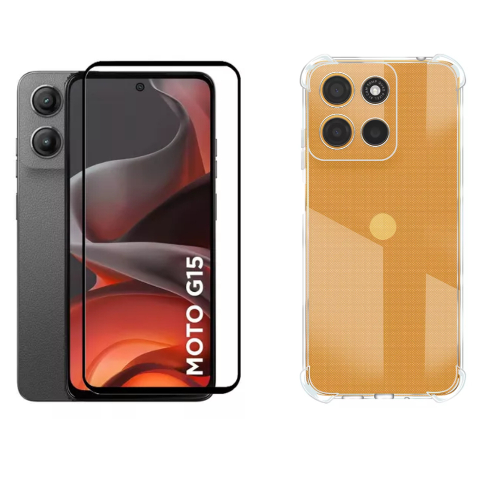 KIt Pelicula Vidro 3D Moto G15 Motorola + Capa Anti Shock Capinha em Oferta na Shopee
