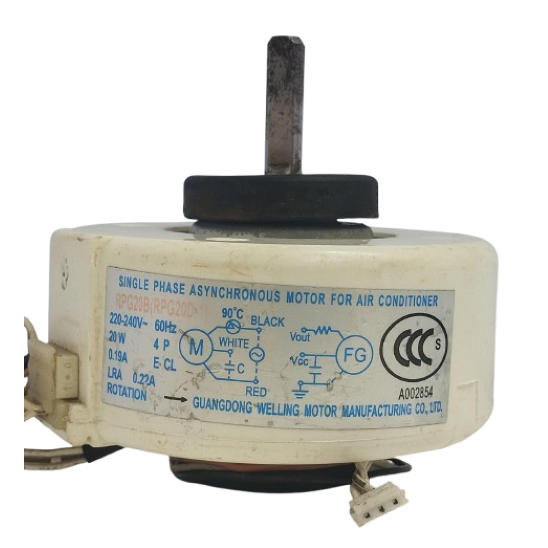 Motor Evaporadora  Ar Split 7 a 12.000 Btus Rpg20b (rpg20d-1) Eixo Curto Original Revisado