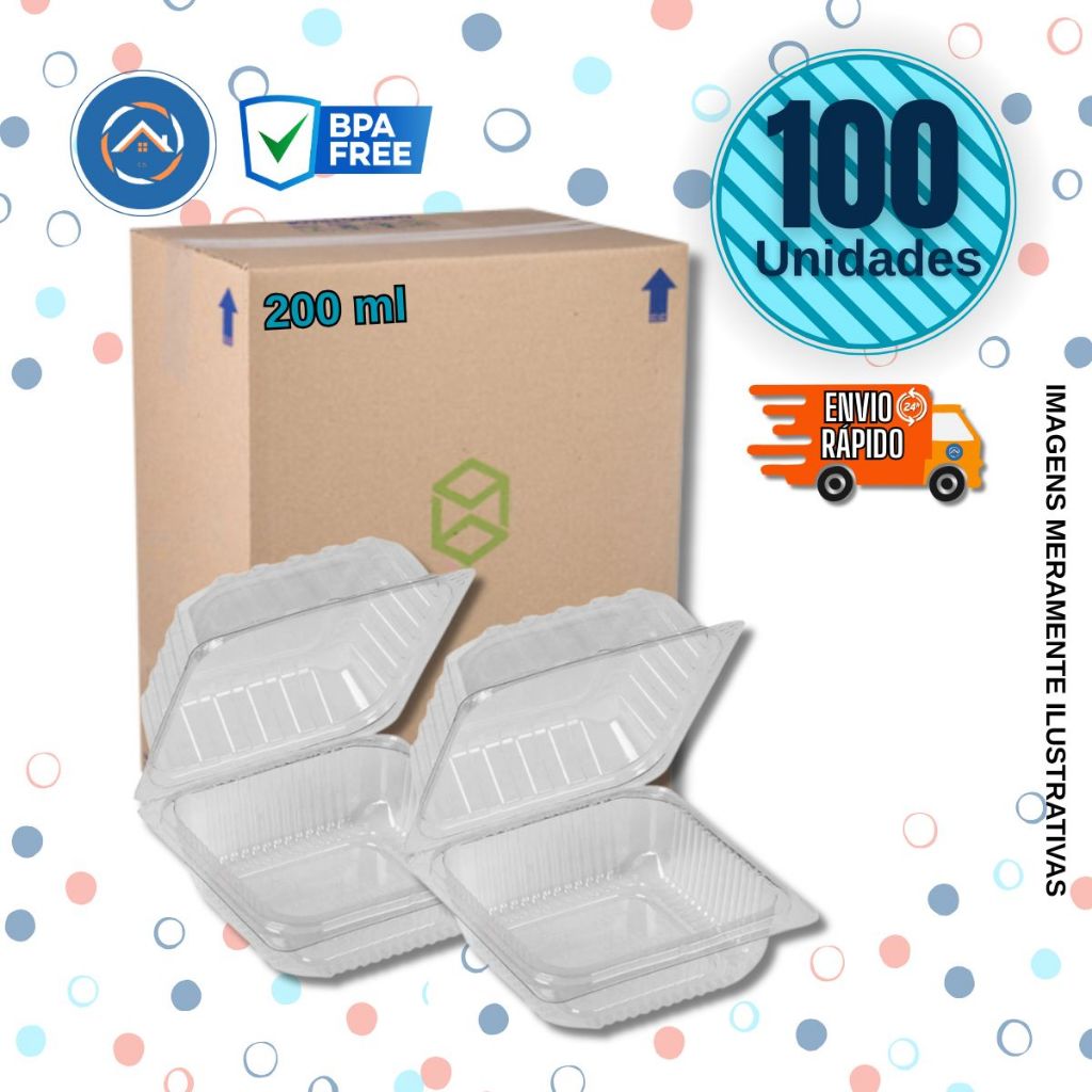 Embalagem para Bolo, Doces, Sobremesa - DOCE QUADRADO 200ml (641) c/100 Unidades em Oferta na Shopee