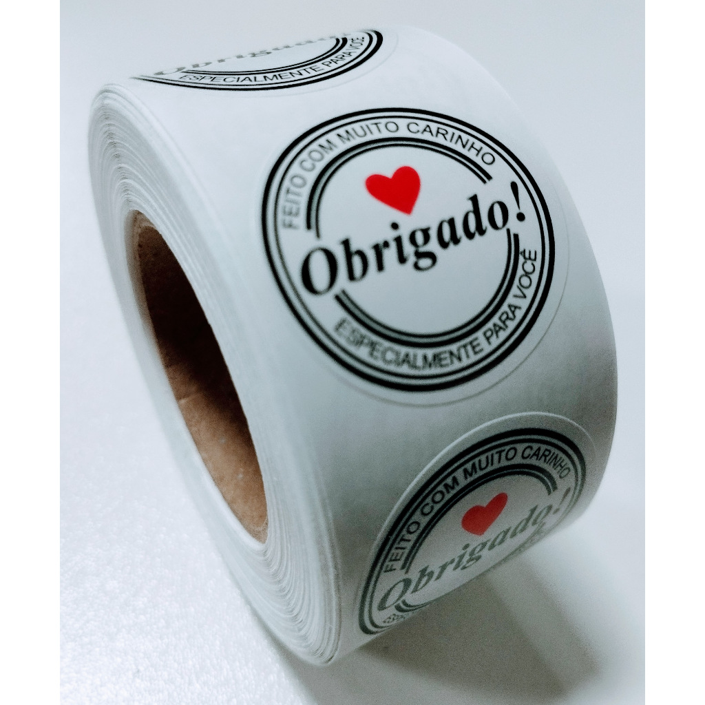 500 Etiquetas Adesivas Obrigado Feito com muito carinho especialmente para você TAMANHO 3 CM em Oferta na Shopee