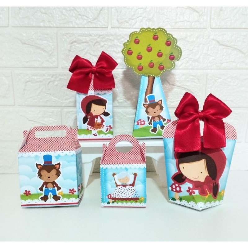 kit Caixinhas personalizadas Festa Lembrancinha Aniversário Chapeuzinho Vermelho ( PEGUE E MONTE) Decoração Aniversário