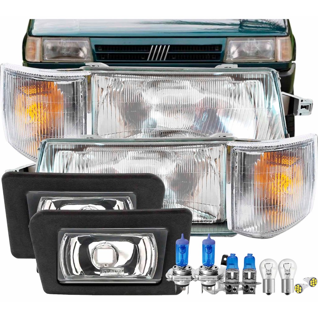 Farol Uno 91 92 93 94 95 96 97 98 A 2003 Farol Milha  Com Seta Cristal Lâmpadas Super Brancas