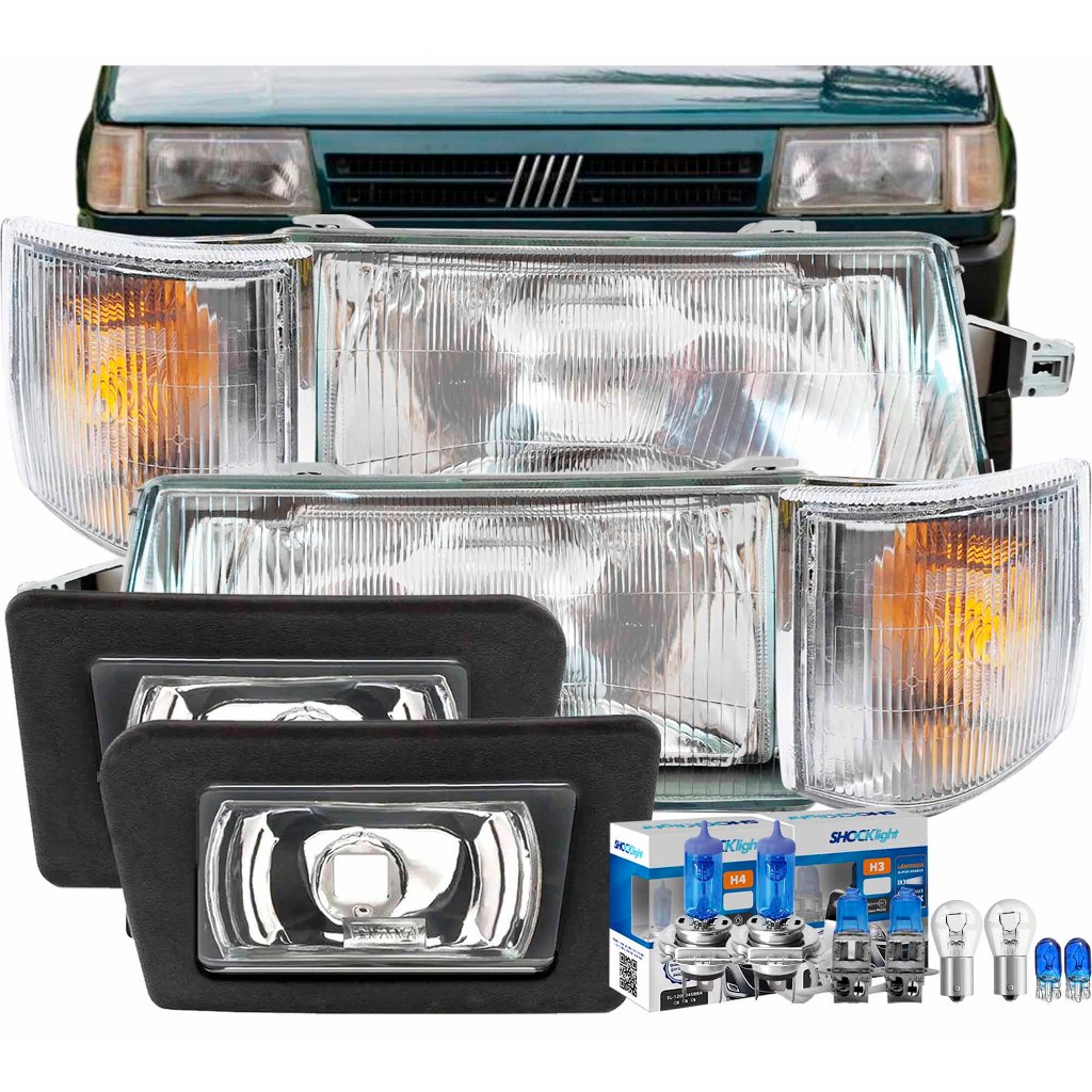 Farol Uno Vidro 91 92 93 94 95 96 97 A 2003 Com Milha E Seta Cristal E Lâmpadas Super Brancas 8500k