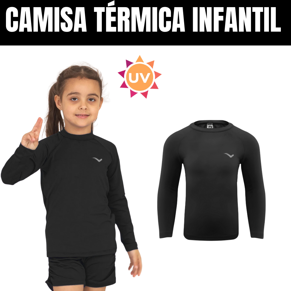 Camisa UV Infantil Térmica Blusa de Proteção Solar para Menino e Menina UV50 em Oferta na Shopee