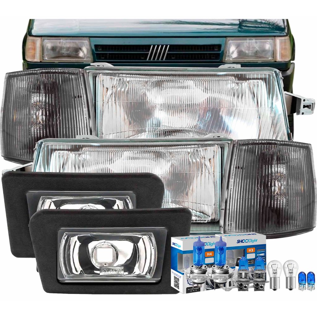 Farol Uno 91 92 93 94 95 96 97 A 2003 Farol Milha Com Seta Fumê Lâmpadas Super Brancas 8500k