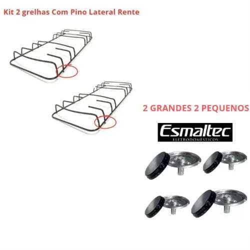 Queimador + Espalhador + 2 Grelhas Esmaltec Bali Hawai Caribe Com Pino Rente 4 Bocas 2g 2p em Oferta na Shopee