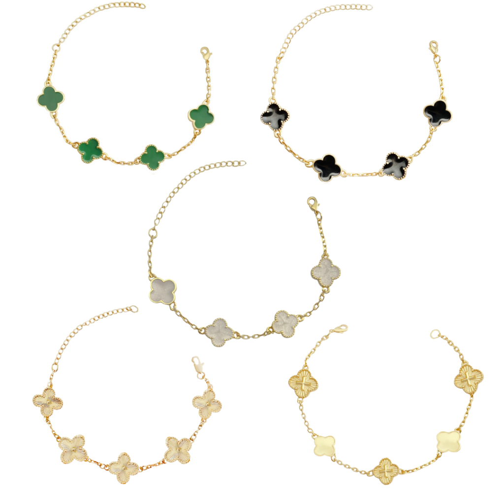 Pulseira Trevo 4 folhas Masculino Ouro 18k Pulseira Banhada a Ouro Legitimo