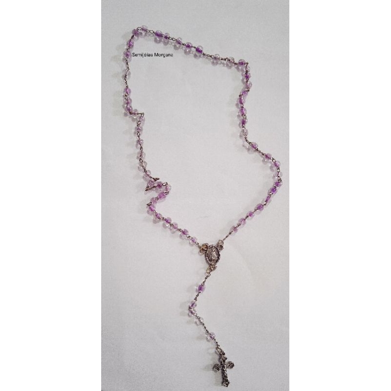 Terço Curto Roxo Nossa Senhora Aparecida e Sagrado Coração de Jesus - Terço de Imagem Terço de Mão Terço de Altar