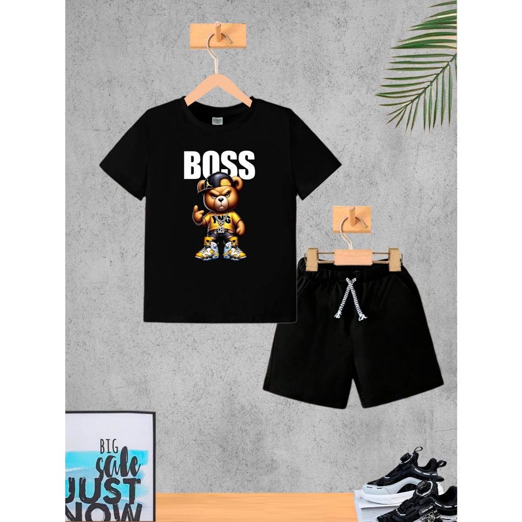 Conjunto Infantil Menino Camiseta e Bermuda Roupa Criança Masculino Verão