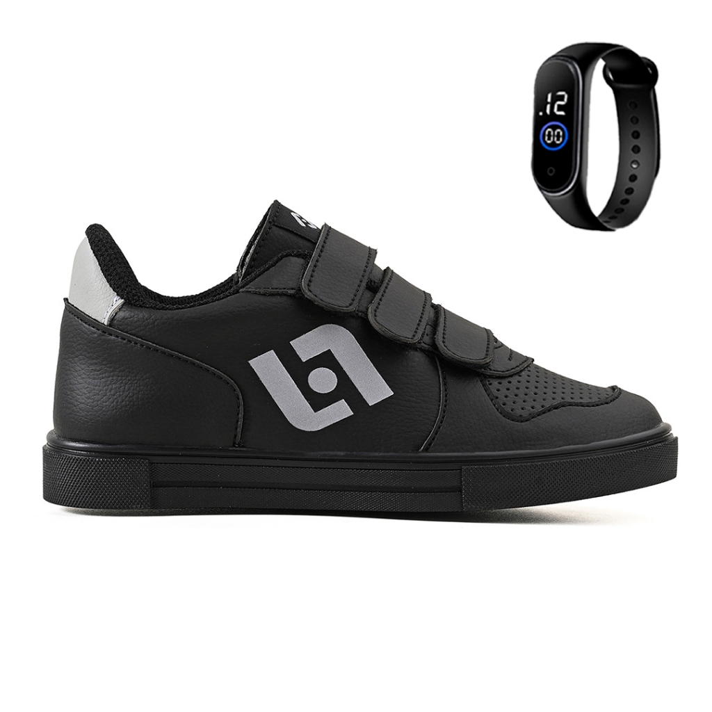 Tenis Infantil Casual Escolar Meninos Street Calce Facil + Relogio