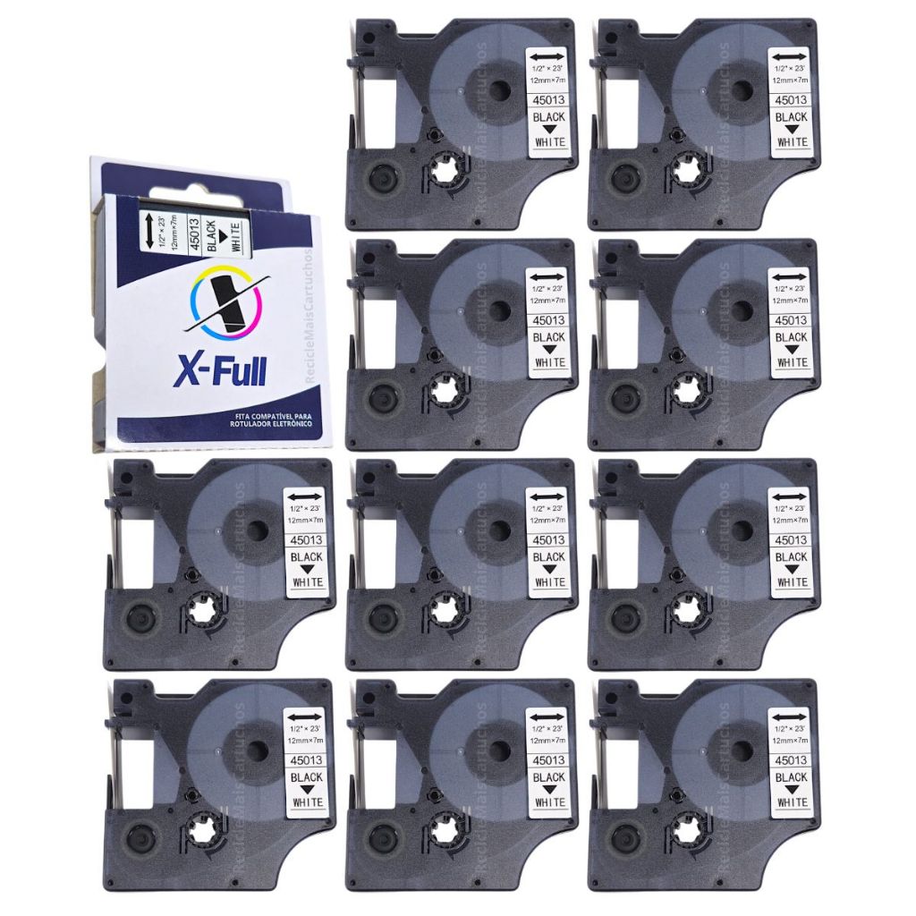 10 Fita Dymo 45013 D1 Compativel Uso Em Rotulador 12mmx7m Branco Label Manager 450 450d 500ts Pc 16595 Pnp em Oferta na Shopee