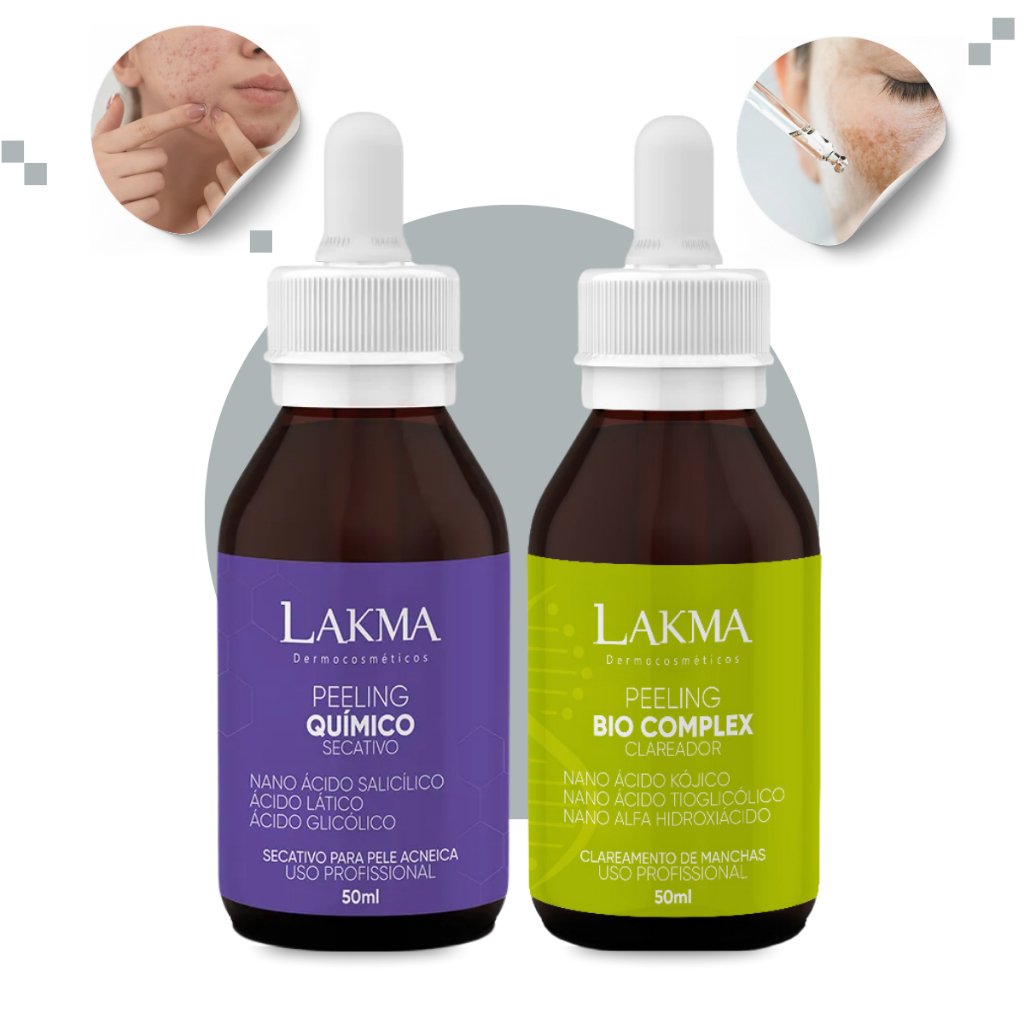 Kit Peeling: Químico Secativo + Bio Complex Lakma - Tratamento Completo para Clareamento e Acne