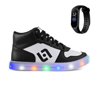 Tenis Infantil De Led Meninos Botinha Escolar Casual Basico + Relogio em Oferta na Shopee