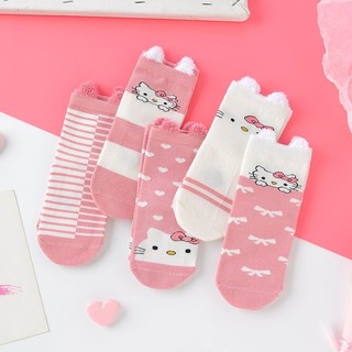 KIT 3-12 Pares Meias de Bebê com Orelhinhas e Solado Antiderrapante Estampa Cartoon algodão 0-24 Meses MENINA