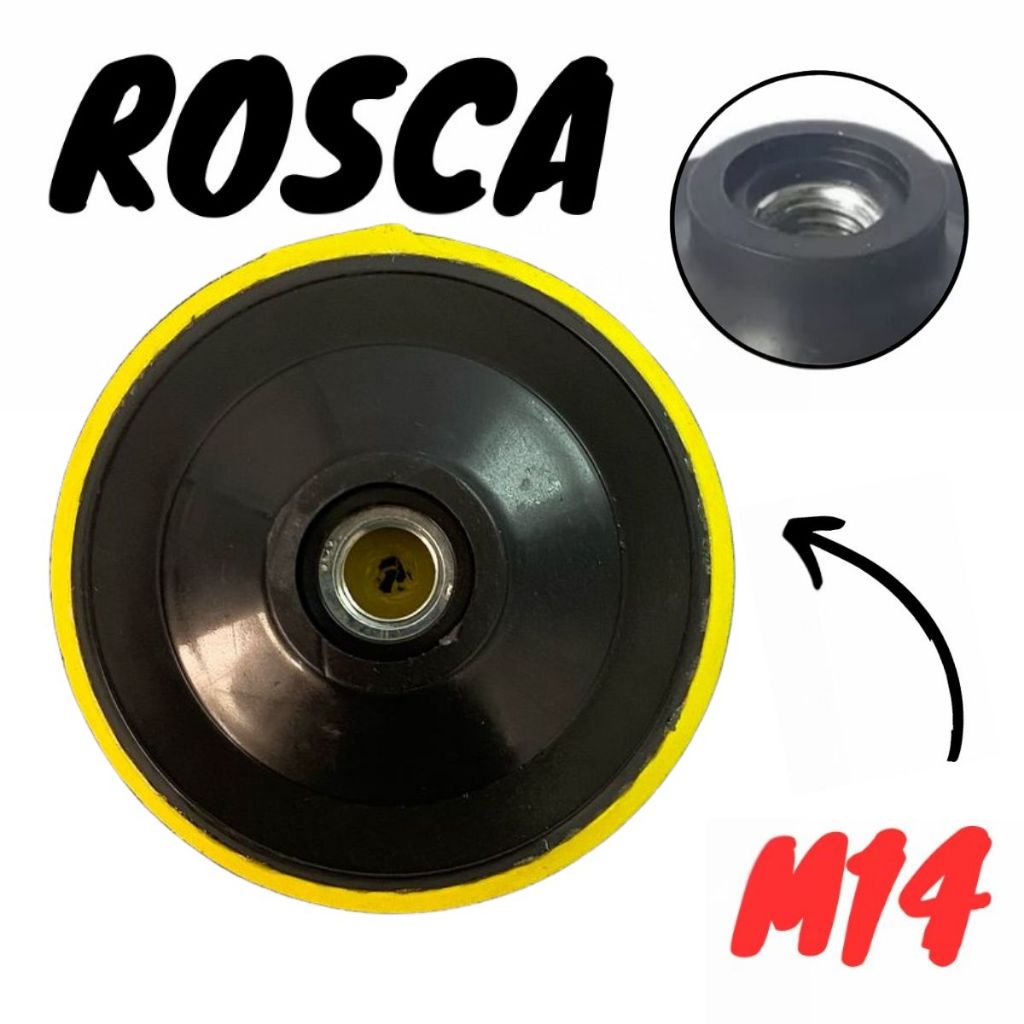 Suporte de Lixa Velcro 100mm 4 Rosca M14 - Tubarão