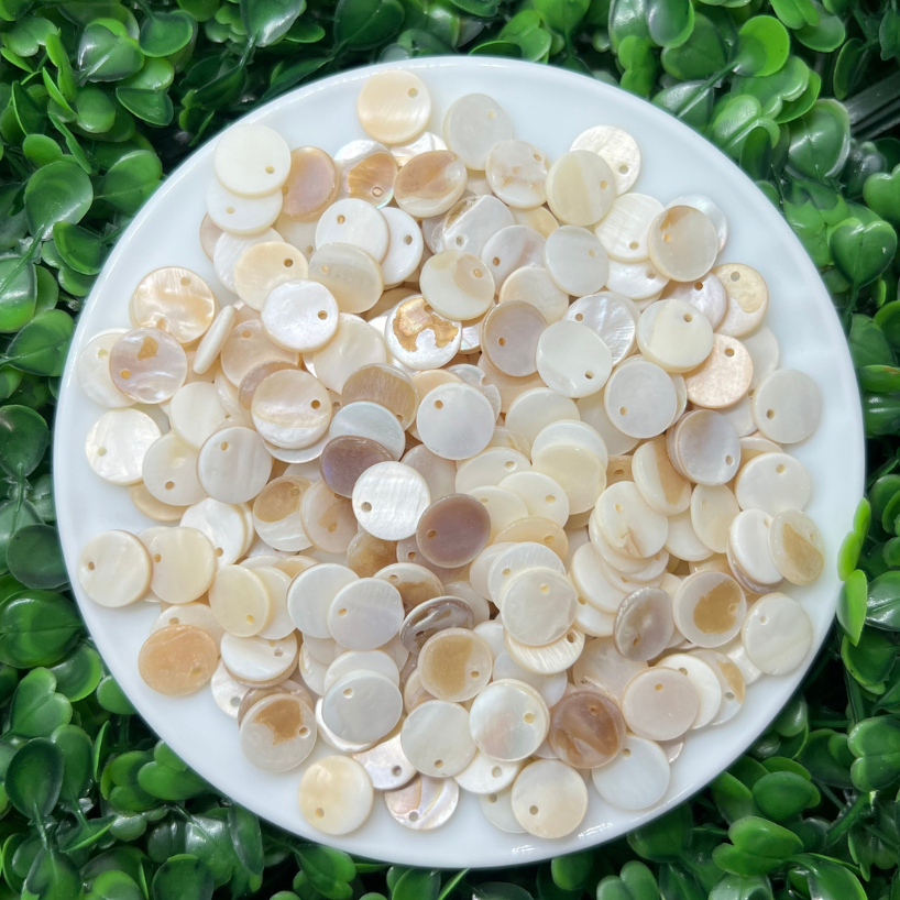 Pingente Madrepérola 11mm 50g 100g  Redondo com Furo Natural para Artesanato Colares