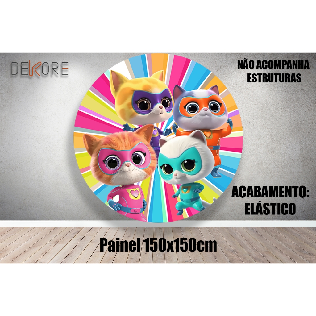 Painel Super Gatinhos Kitties Com Elástico