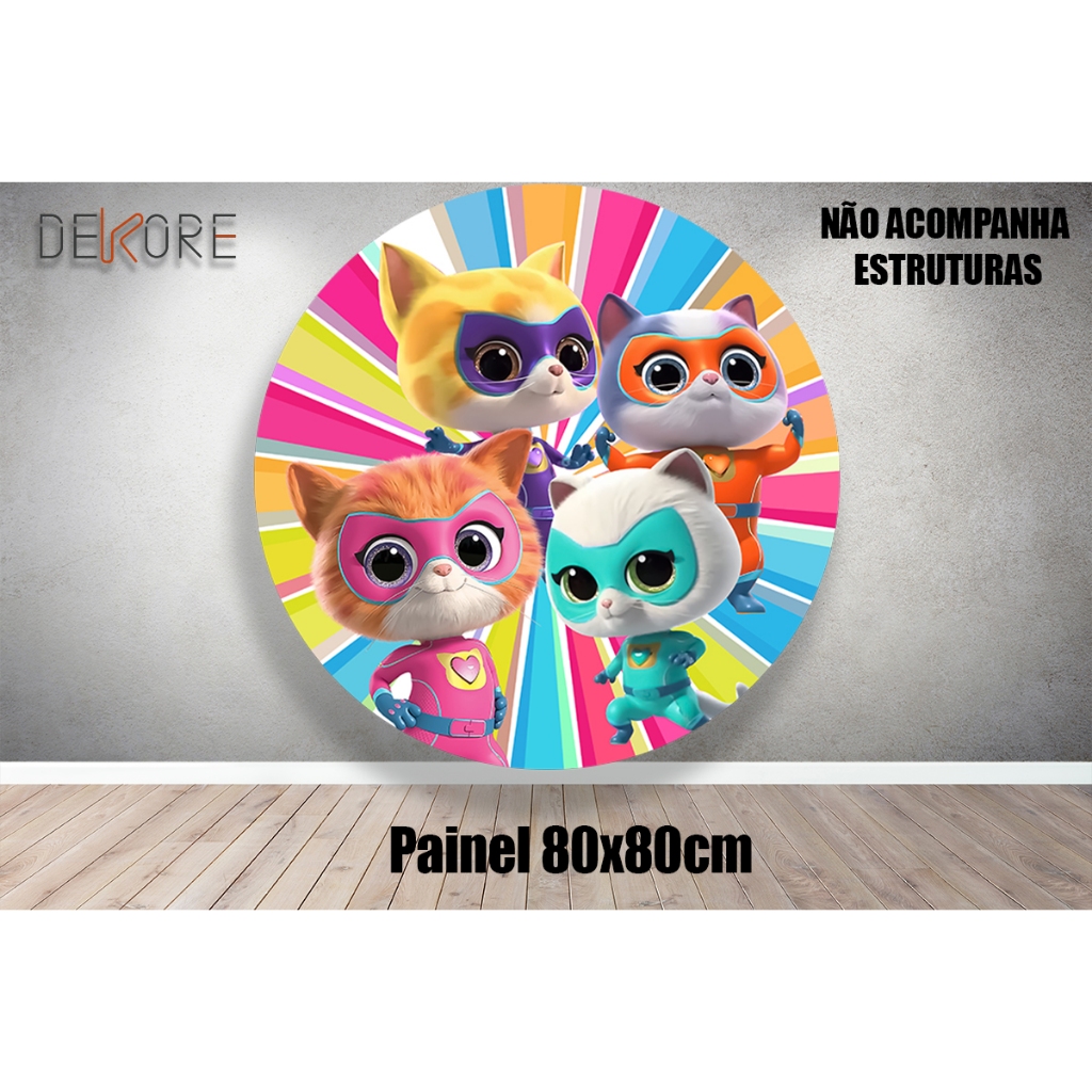 Detalhes do Painel Super Gatinhos Kitties Com Elástico