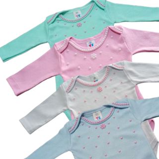 Body bebê menina manga longa com pérola em Oferta na Shopee