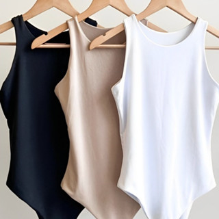 Kit 3 Bodys Bory Boddie Feminino Regata Básica Casual Suplex com Forro Duplo Branco Nude Preto em Oferta na Shopee