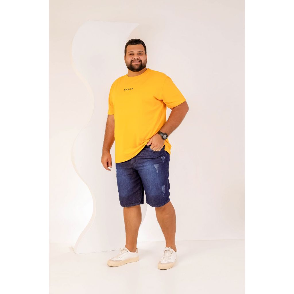 Bermudas jeans plus size masculina com elastano tradicional,para homem,estica,grande