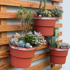 Kit 4 Vasos Jardim Horta Vertical Vasos Autoirrigável 20cm Com Suporte Muro Verde