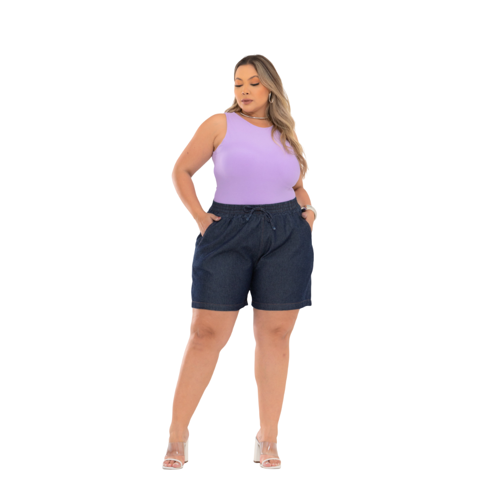 Bermuda Jeans Plus Size Feminina Lavagem Escuro em Oferta na Shopee