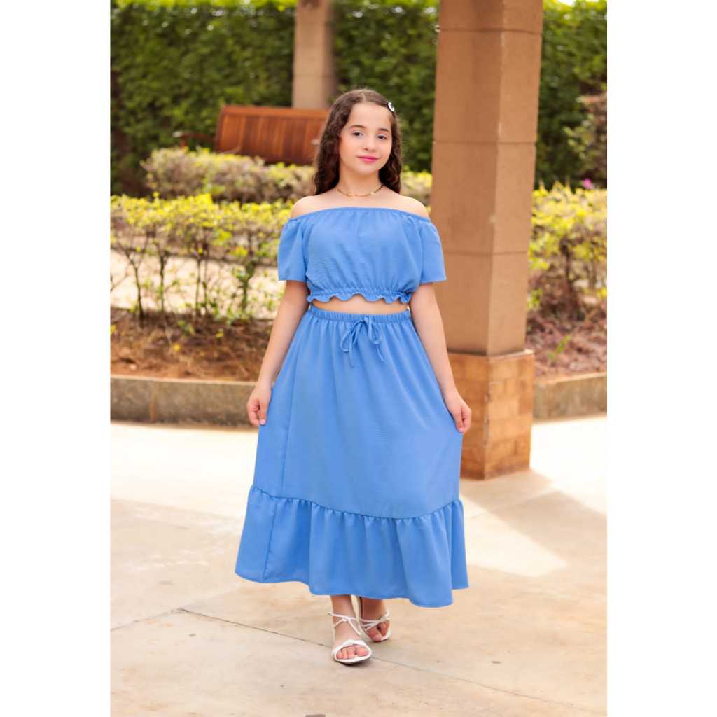 CONJUNTO SAIA E BLUSA INFANTIL JUVENIL