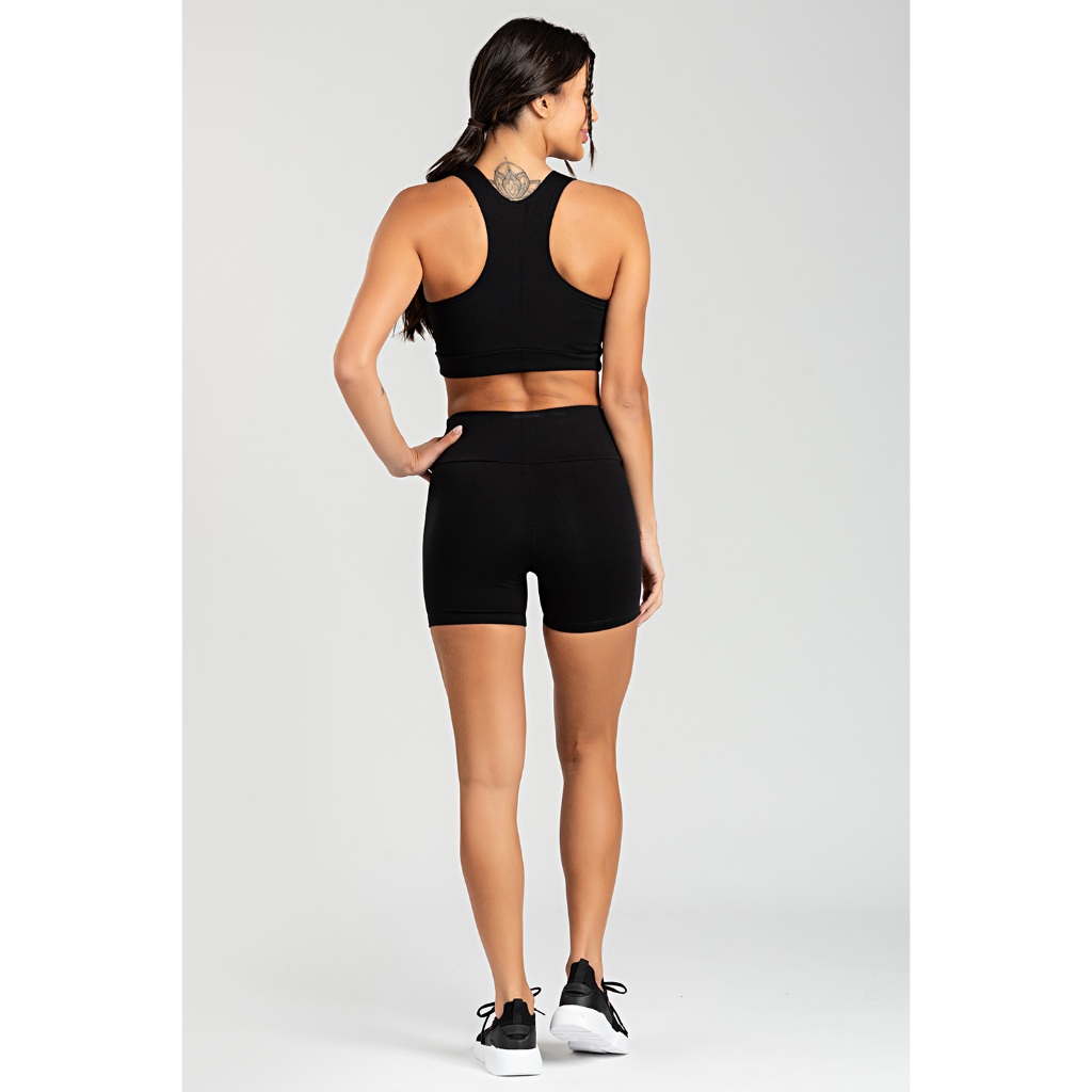 Short Feminino Poliéster Moda Fitness Não Transparente Cintura Alta Academia Dia a Dia Exercícios Corrida Crossfit Prai