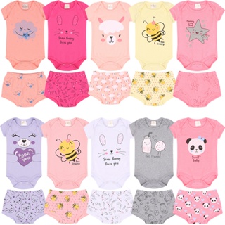 kit 10 peças body+shorts menina 5 body+5 shorts- 5 conjuntos feminino roupa infantil SORTIDO Oferta em Oferta na Shopee
