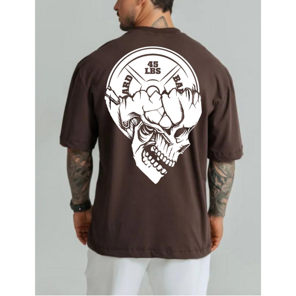 Camiseta Oversized Masculina Streetwear Estampada Caveira /Casual/ Academia Tecido Premium