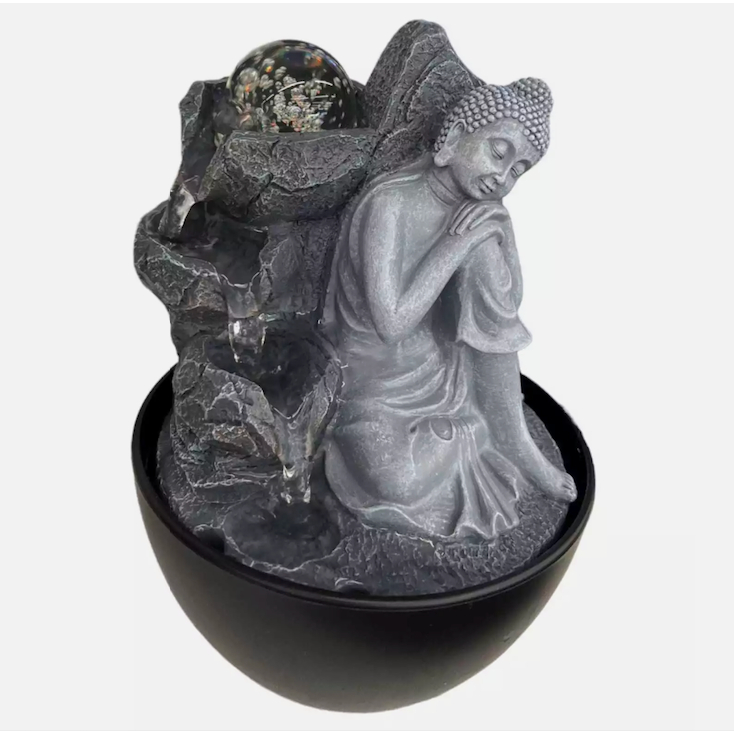 Fonte de Água Decorativa Buda Esfera com led 3 quedas d'agua e bola giratória Bivolt em Oferta na Shopee