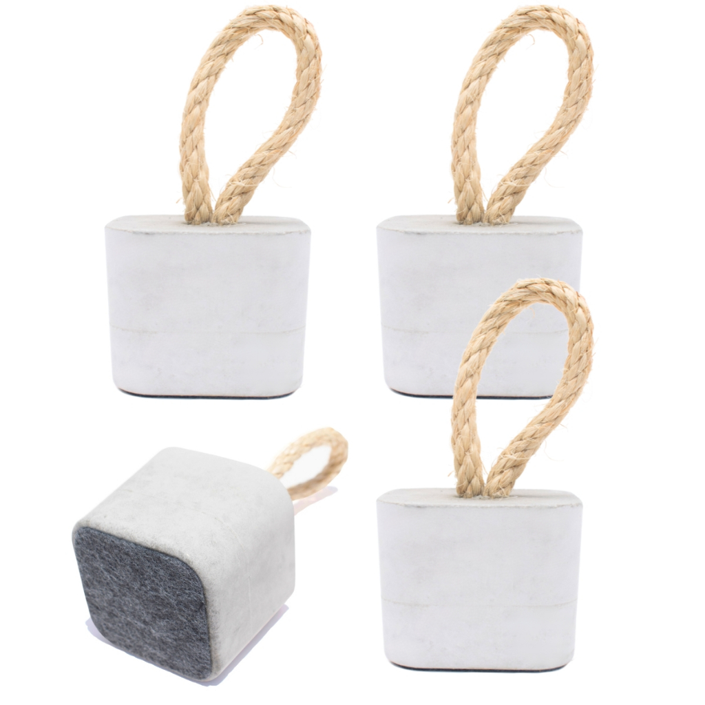 Kit 4 Pesos de Porta Decorativo Cubo 1,5Kg Concreto com Base Anti Risco