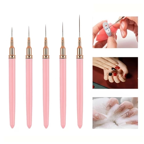 Kit 5 Pincéis  De Arte De Unhas UV Para Pintura Em Gel Pincel Manicure com tampa em Oferta na Shopee