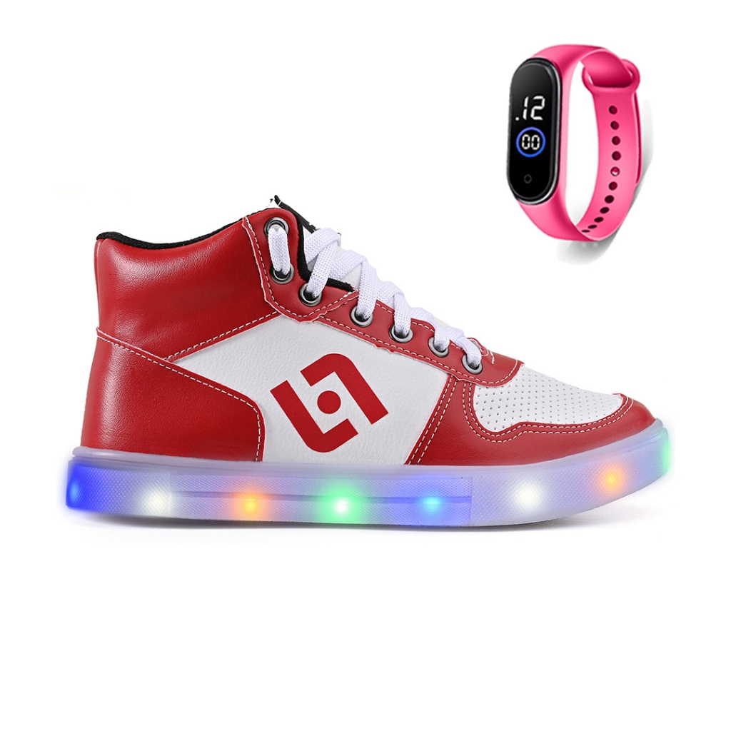 Tenis Infantil De Led Meninas Botinha Escolar Casual Basico + Relogio em Oferta na Shopee