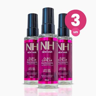 Kit 3 Óleo Multifuncional 60ml Tratamento Capilar Fios mais Longos e Fortes New Hair Belkit em Oferta na Shopee