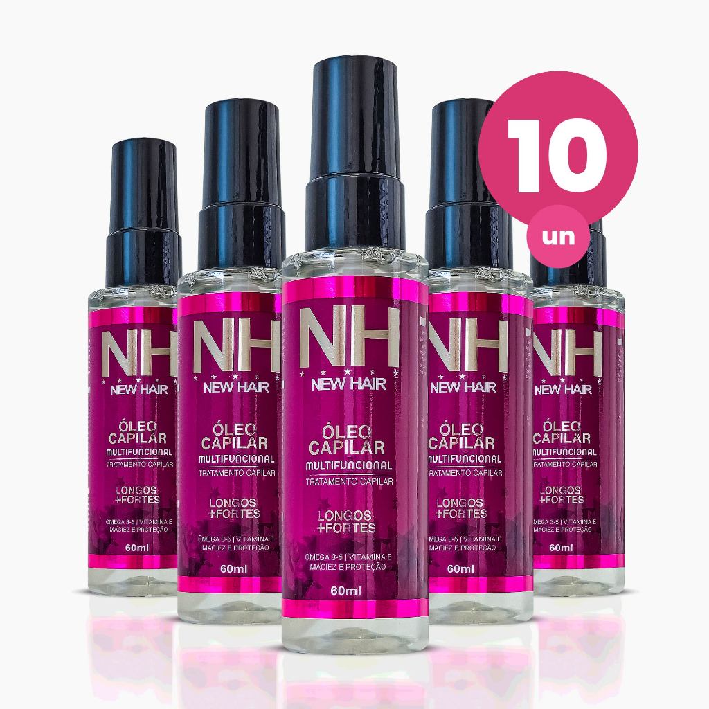 Kit 10 Óleo Multifuncional 60ml Tratamento Capilar Fios mais Longos e Fortes New Hair Belkit em Oferta na Shopee