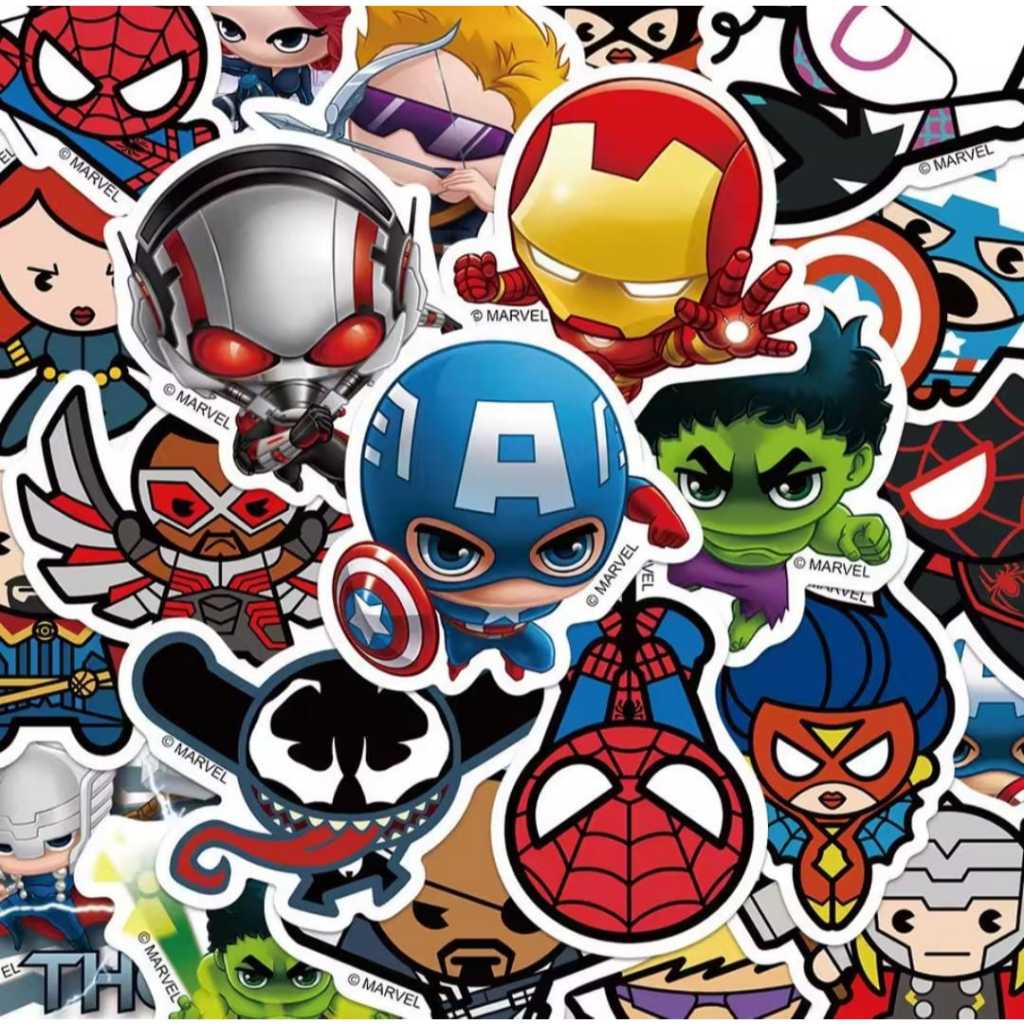 Kit 50 Adesivos Marvel Vingadores Desenho Animado Decorativo em Oferta na Shopee