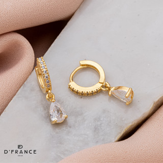 Argola Cravejada em Zircônias com Pingente Gota Cristal no Ouro 18K em Oferta na Shopee