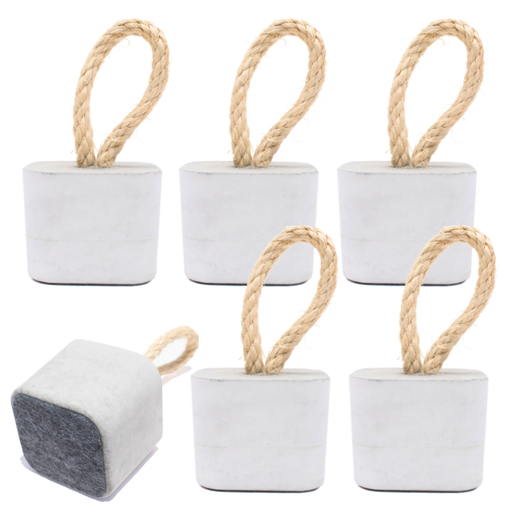 Kit 6 Pesos de Porta Decorativo Cubo 1,5Kg Concreto com Base Anti Risco