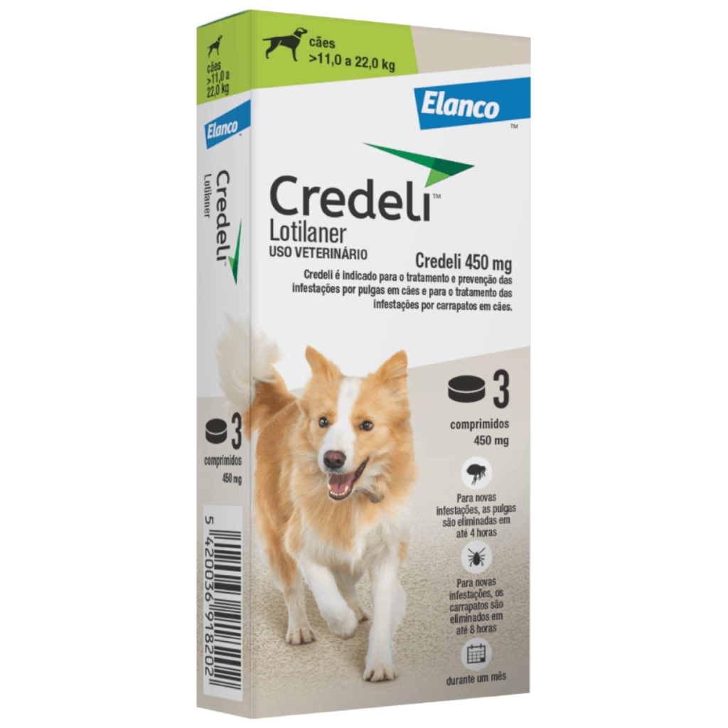 Credeli 450mg Antipulgas Carrapatos Cães 11 A 22kg 3 Comprimidos 450 mg - Pets