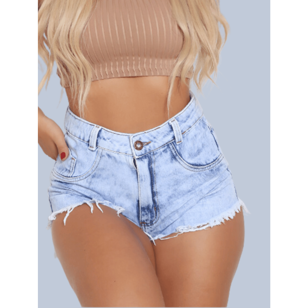 Short Jeans feminino Shortinho Bermuda Jeans Feminino Cintura Alta Destroyed Hot Pants