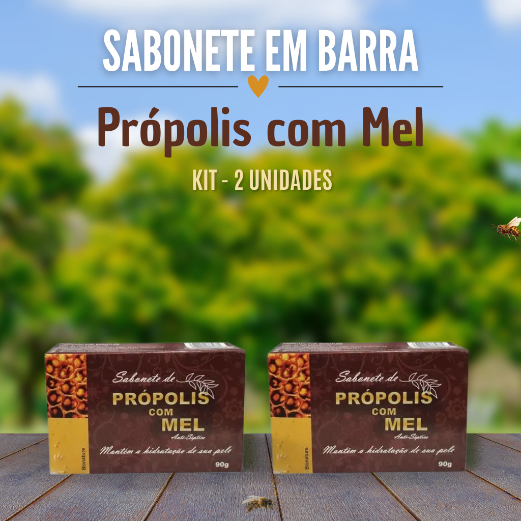 Kit c/ 2 Sabonete em Barra de Própolis com Mel Bionature 90g em Oferta na Shopee