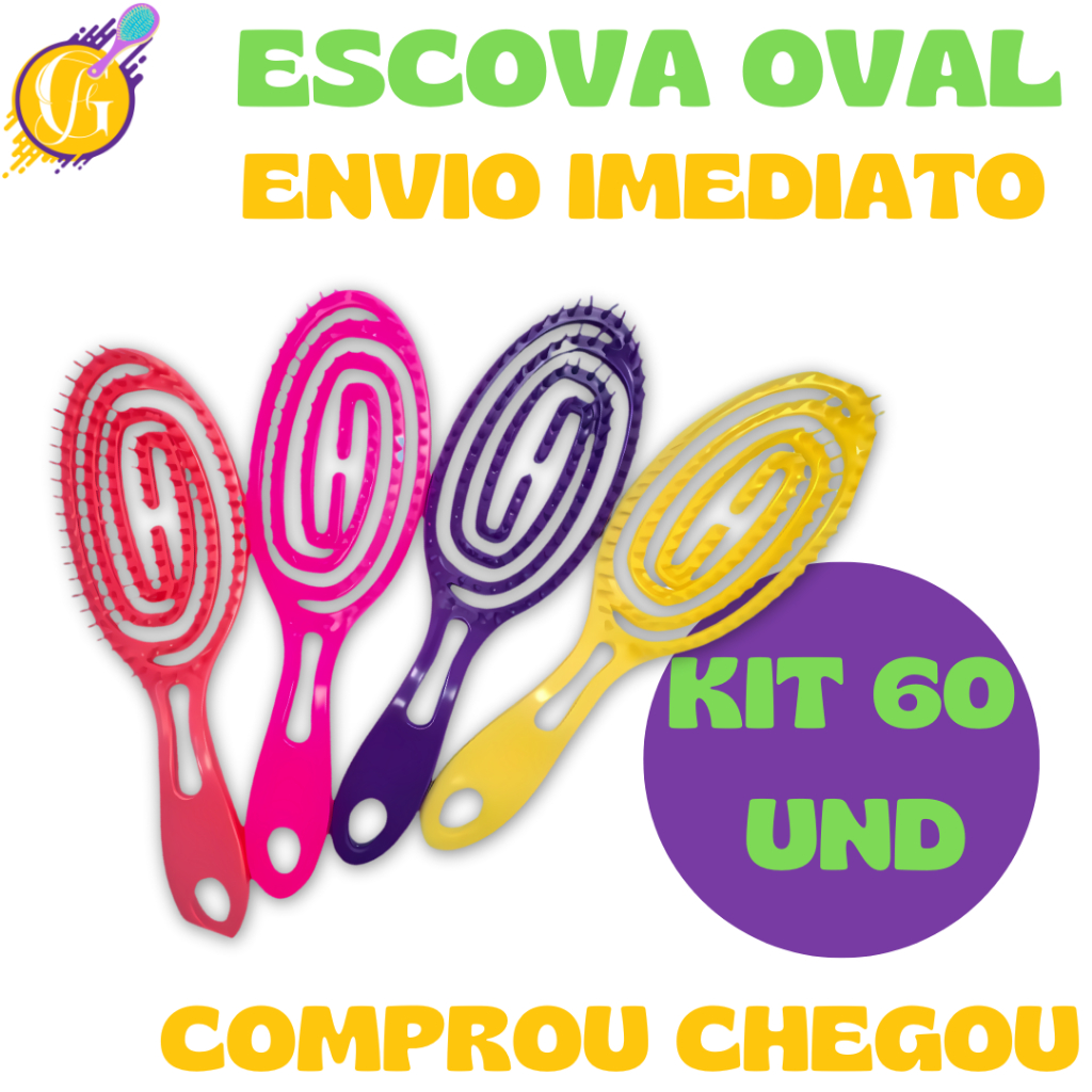 kit 60 - Escova Flex Aspiral Oval - Anti Frizz - Fácil Ondulação - Glamour Feminino