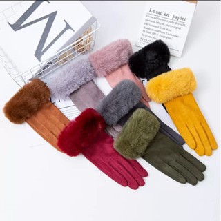 Luvas De Inverno Femininas   Com Tela Sensível Ao Toque De Pele De Coelho Condução De Veludo Grosso em Oferta na Shopee